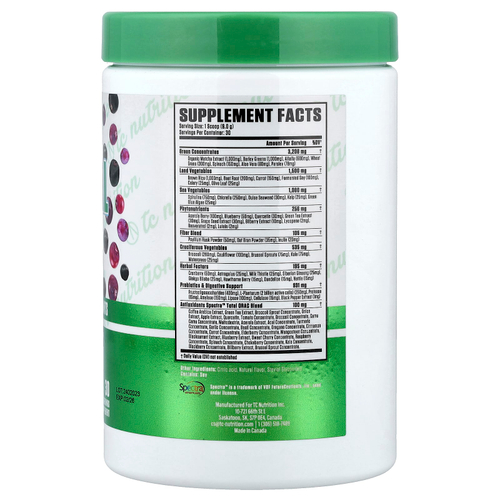 TC Nutrition, Essential Series, незаменимая зелень, фитонутриенты и антиоксиданты, ягодный вкус, 271 г (9,56 унции)