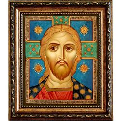 Спас Златые Власы. Икона Иисуса Христа на холсте.