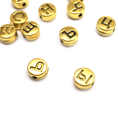 Бусины - буква "Ы" 6 мм, под золото