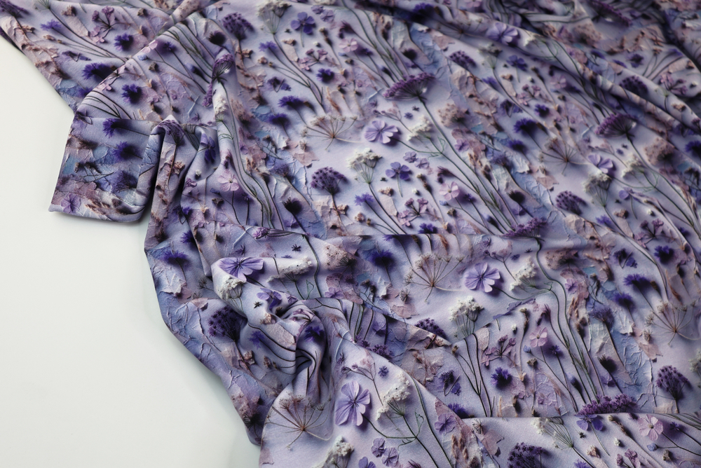 ФИОЛЕТОВЫЕ ПОЛЕВЫЕ ЦВЕТЫ - Кулирка с лайкрой, компакт пенье (ДЖ69 Маша)