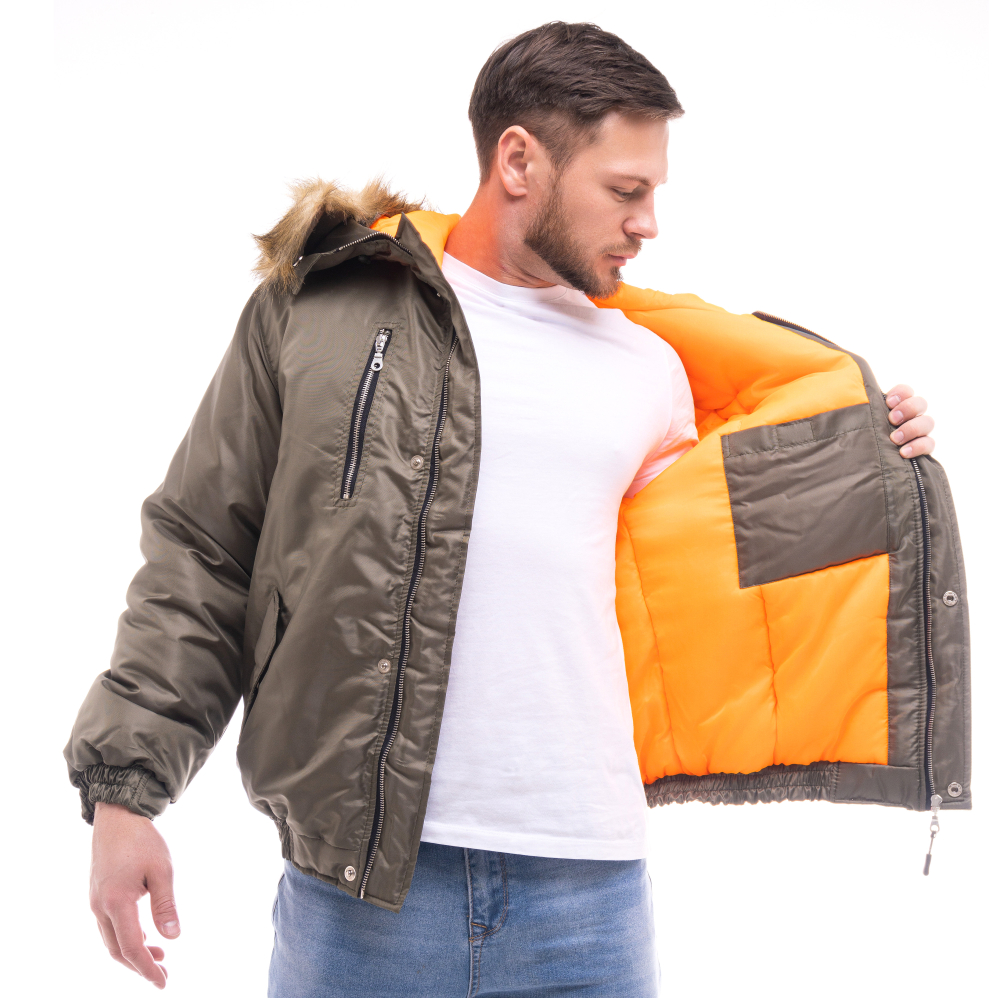 Куртка утеплённая мужская «АЛЯСКА» короткая цвет: хаки - ПОД ЗАКАЗ