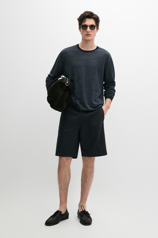 Massimo Dutti Бермуды из смесовой льняной ткани, темно-синий