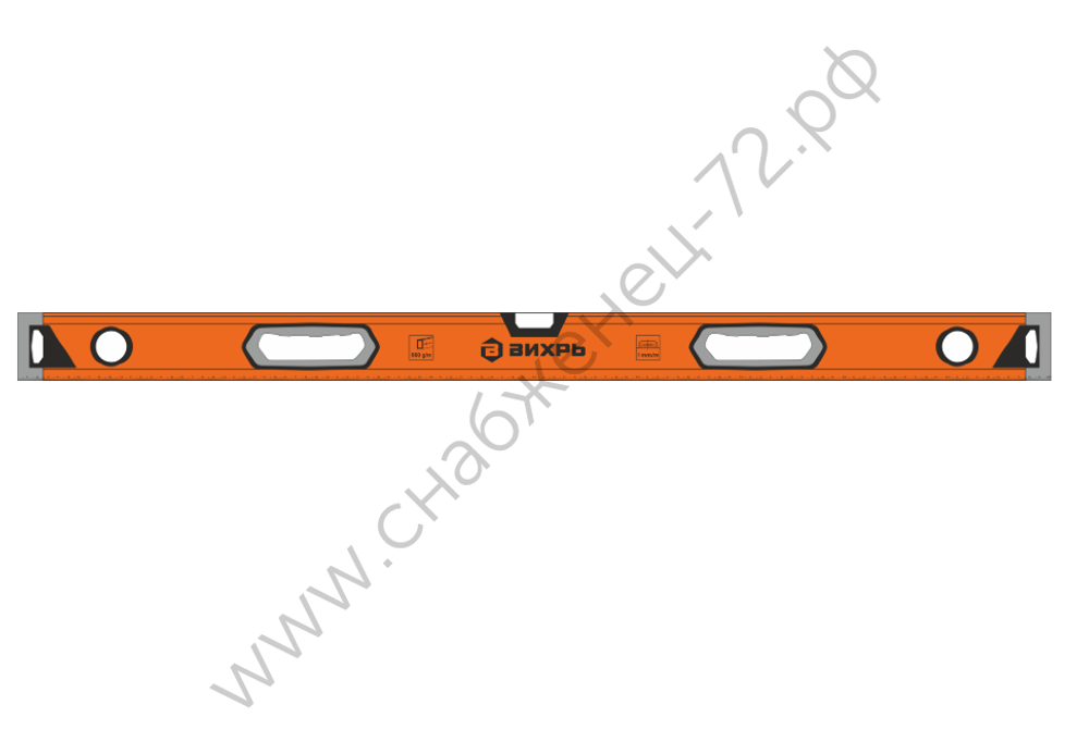 Уровень алюминиевый «Усиленный» 1000мм 3 глазка фрезерованный Вихрь