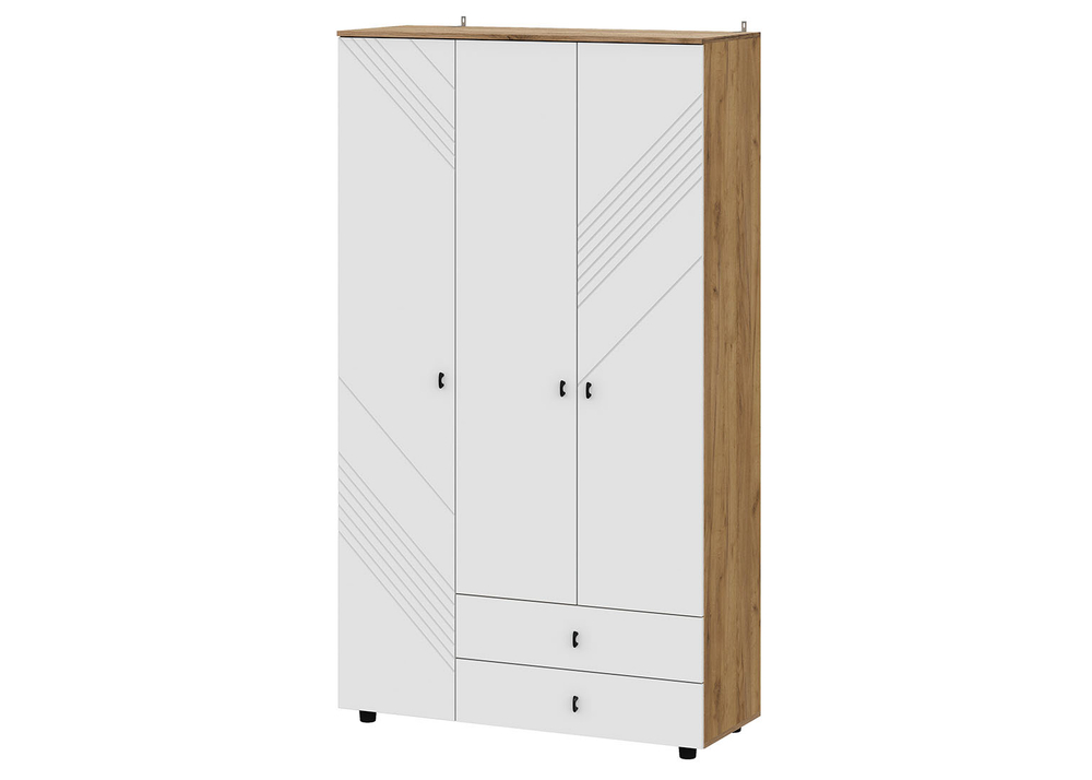 Шкаф 3-дверный с ящиками «Байкал» Белый 120 см