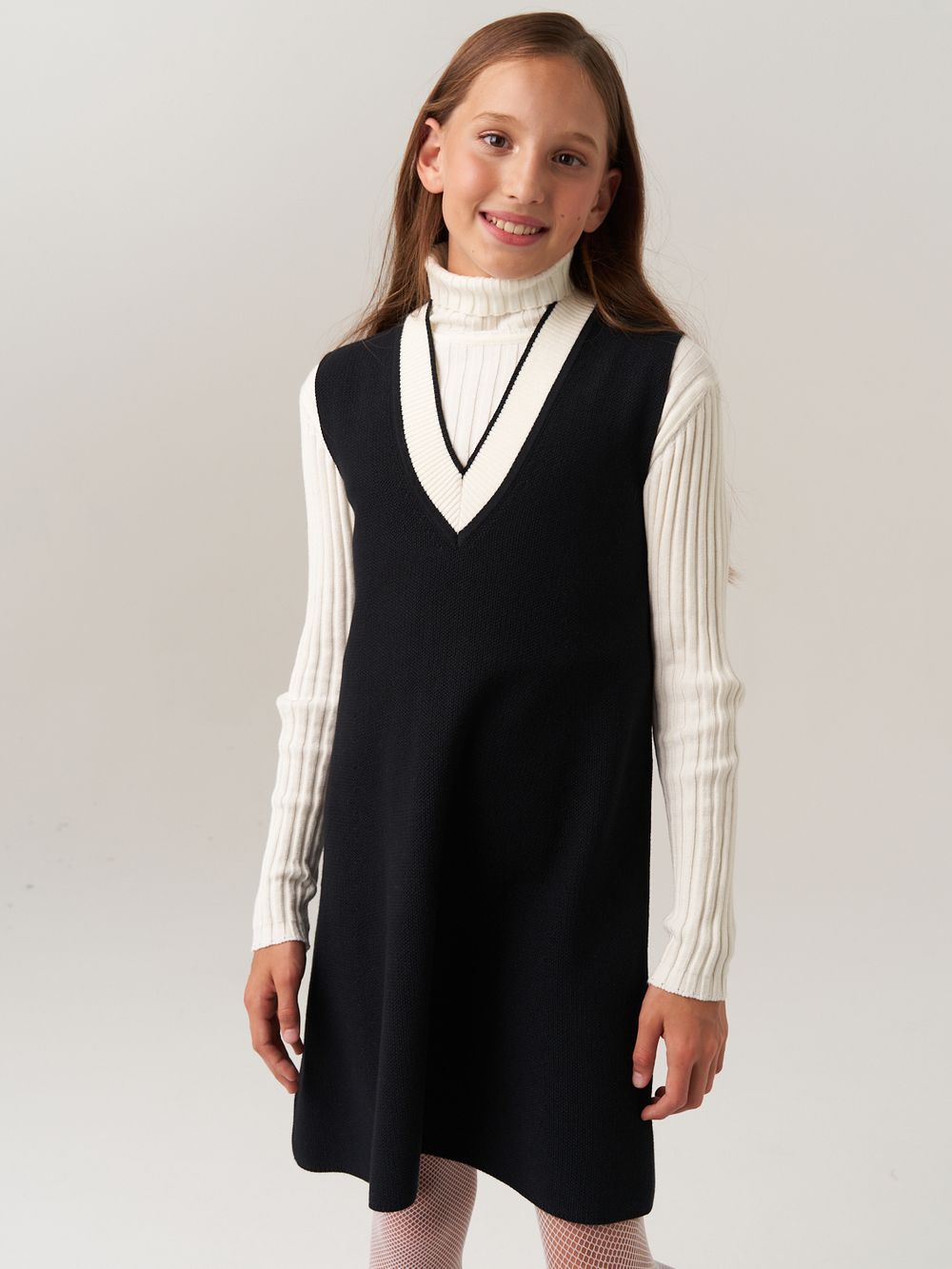 Сарафан школьный для девочки AT974 черный