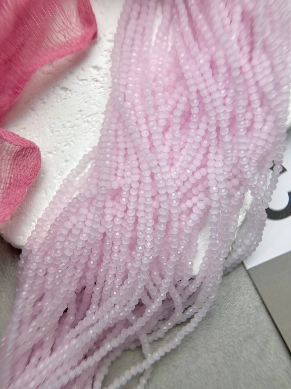 Рондели 2 мм нить 30 см, розовый опал