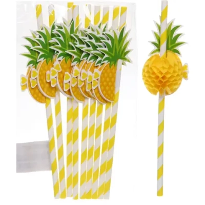 Трубочка для коктейля «Тропический ананас», 20 см (набор 10 шт), микс