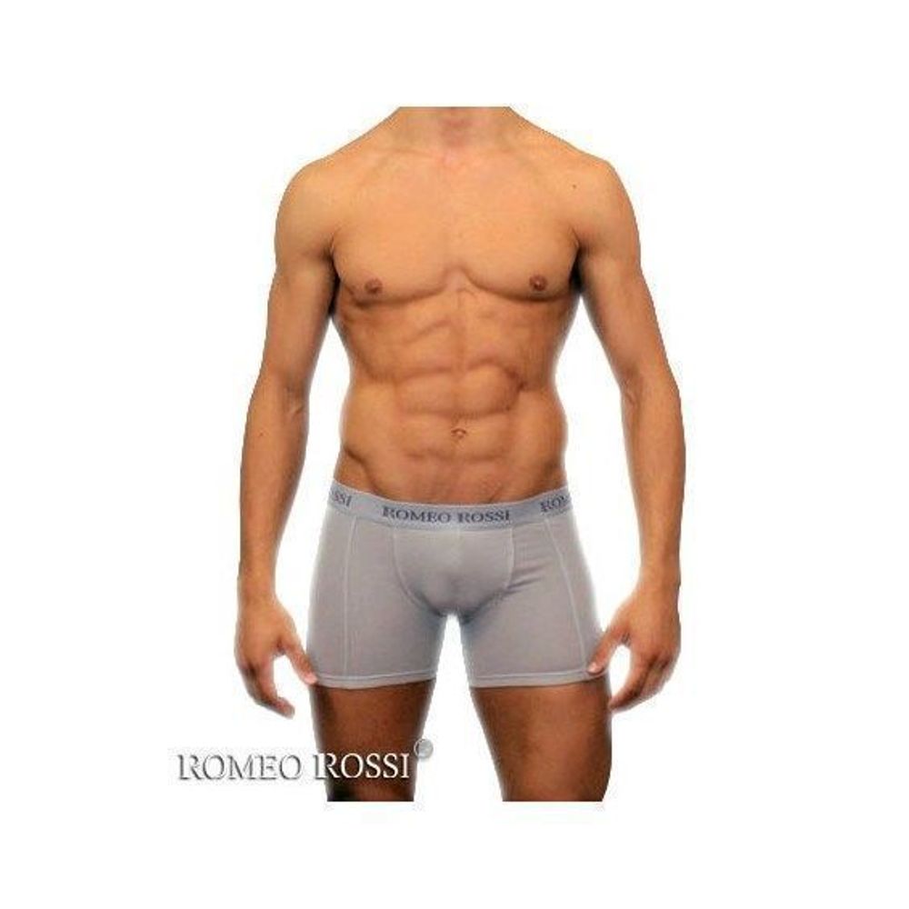 Мужские трусы боксеры удлиненные c резинкой Romeo Rossi светло-серые RR7001-03