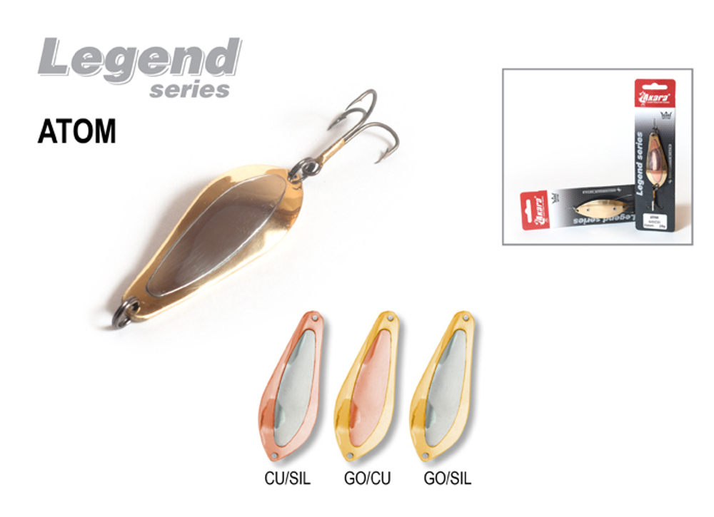 Блесна колебалка Akara Legend Atom со вставкой 70 мм 23 гр. Go(Sil)
