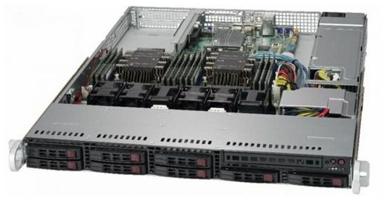 Сервер Supermicro SuperServer 1029P-WT без процессора/без ОЗУ/без накопителей/количество отсеков 2.5" hot swap: 8/1 x 600 Вт