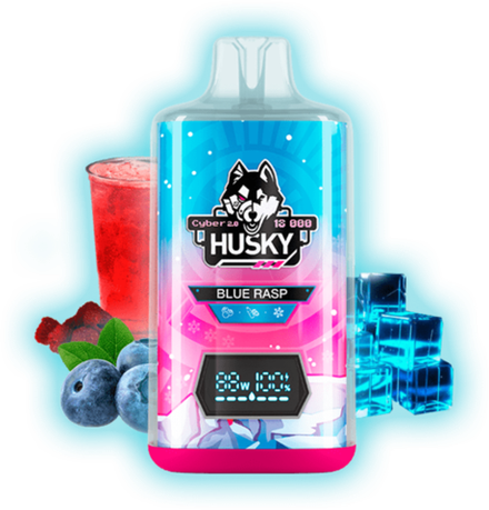 Husky Cyber 2 Blue rasp - ледяной малиновый лимонад-черника 18000 затяжек 20мг Hard (2% Hard)