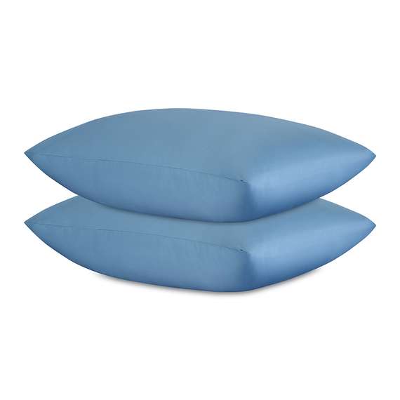 Комплект постельного белья из премиального сатина джинсово-синего цвета из коллекции essential, 150х