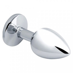 Анальная пробка маленькая Alive Anal Pleasure, металл с розовым кристаллом M: 8 х 3,4 см