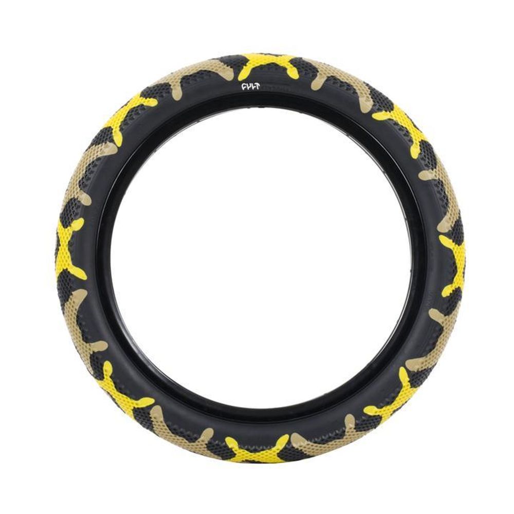 BMX Покрышка Cult 20&quot; X 2.40&quot; CULT X VANS TIRE, YELLOW CAMO W/BLACK SIDEWALL, WB.