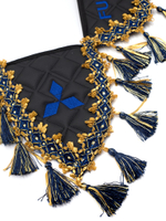 Вымпел тройной Fuso (экокожа, черный с синими кисточками)