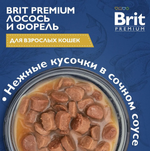 Влажный корм для кошек Brit Premium 0,085кг лосось и форель в соусе 14 паучей