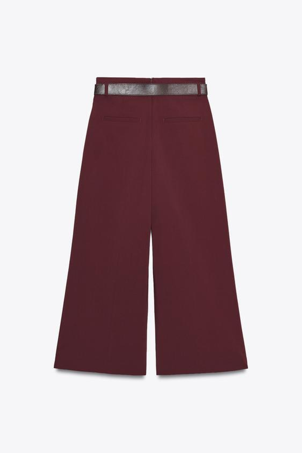 ZARA БРЮКИ С ЗАЩИПАМИ И РЕМНЕМ, БУРГУНДИ