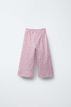 ZARA БРЮКИ-КЮЛОТЫ С ПРИНТОМ И ВОЛАНАМИ, ЦВЕТ РОЗОВОГО МЕЛА