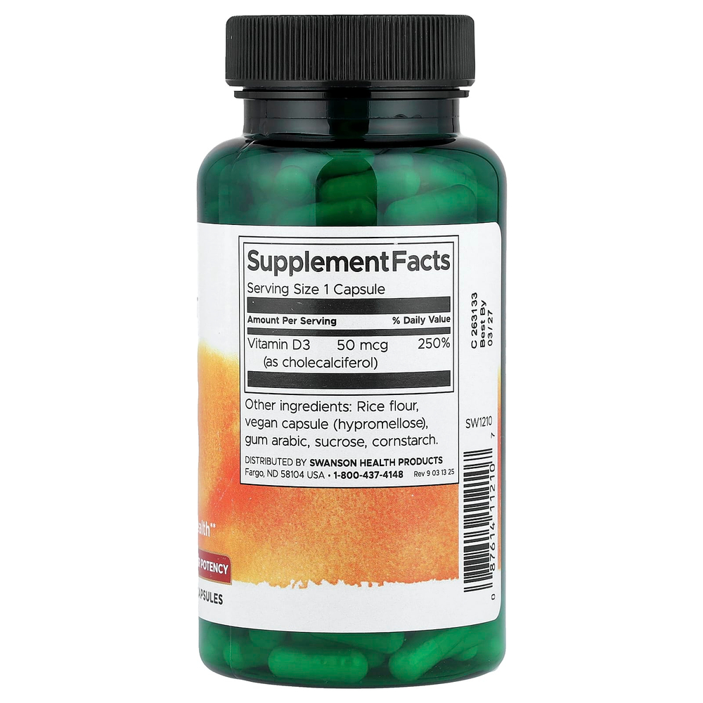 Swanson Vitamins, Витамин D3, 2000 МЕ, 250 капсул