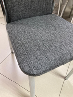 Стул Оскар каркас квадрат хром Основание рогожка серая