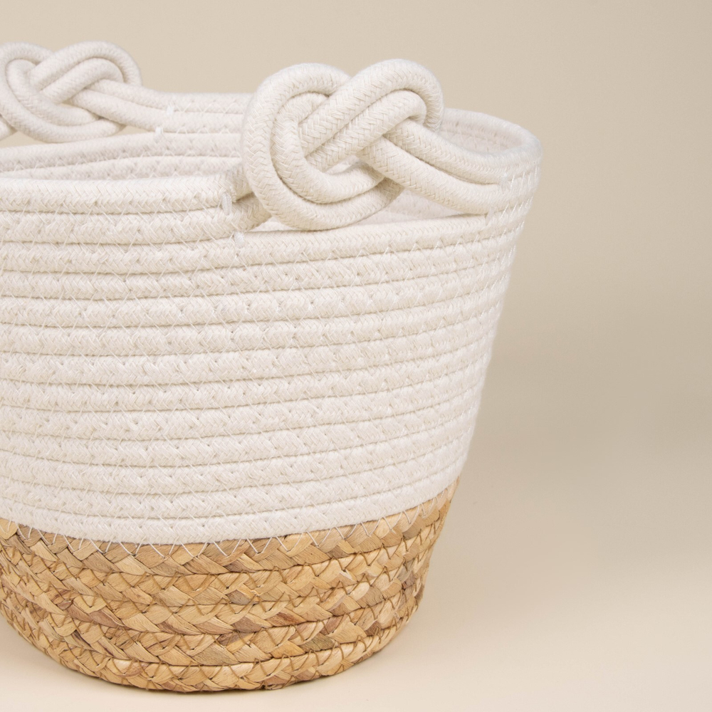 Набор корзин для хранения ручного плетения, хлопок, камыш, 3 шт: от 24х21х17 до 35х30х27 см