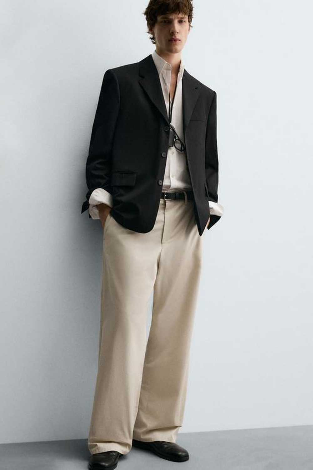 ZARA БРЮКИ ПРЯМОГО КРОЯ - LIMITED EDITION, ЖЕЛТОВАТО-БЕЛЫЙ