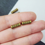 Разделитель для бусин, 12мм, трубочка с рисунком, античная бронза