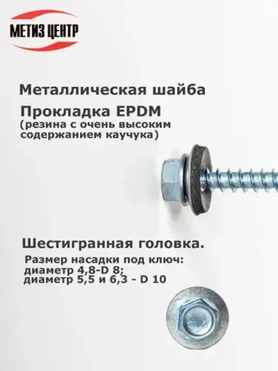 Саморез КРОВЕЛЬНЫЙ 5,5х19 шестигран СВЕРЛО 100 шт сигнальный серый (RAL 7004)