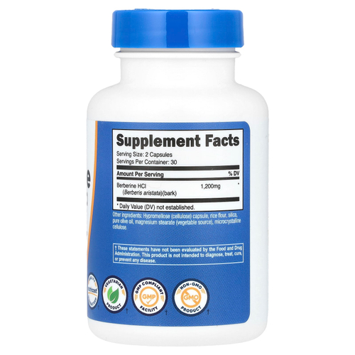 Nutricost, Берберин, 60 капсул (600 мг в каждой капсуле)