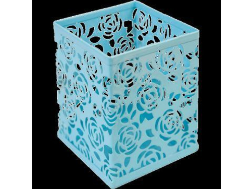 Подставка настольная "Стакан квадратный"ажурный металический голубой DEVENTE 4104705