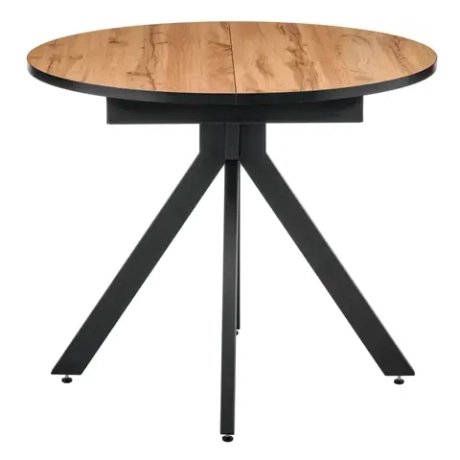 Стол Bradex Home Rudolf круглый раскладной 90-120x90x75см, Дуб Вотан, чёрный