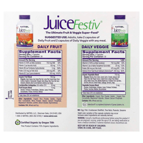 Natrol, JuiceFestiv®, 2 флакона, по 60 капсул