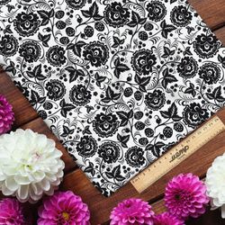 Ткань саржа черная хохлома