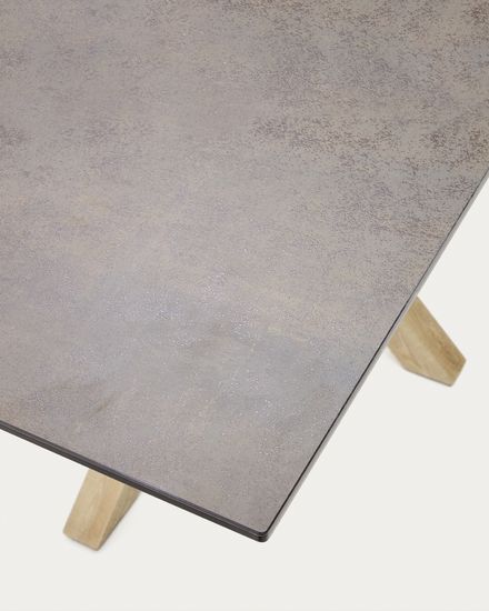 Arya Стол обеденный 160x90 древесный с керамической столешницей Iron Moss