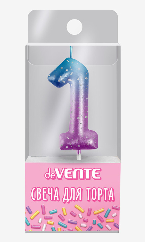 Свеча д/торта ДЕВЕНТЕ цифра "1" Дегрейд (9060500)