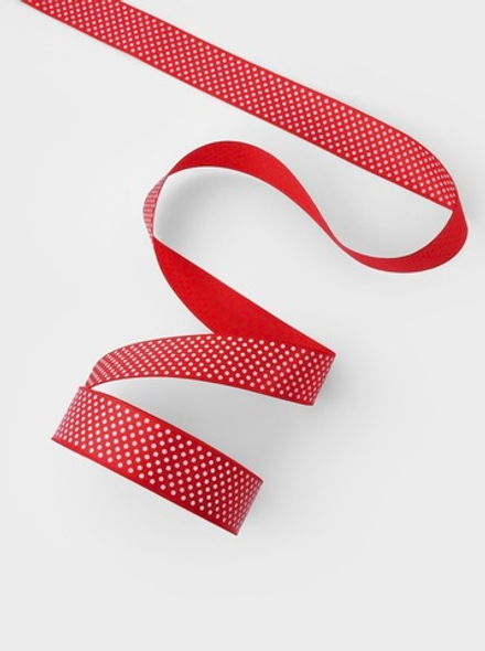 Лента атласная «Горошек», 25 мм, 23±1 м, красная №026