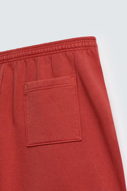 ZARA ШОРТЫ-БЕРМУДЫ JOGGER С ЭФФЕКТОМ ПОТЕРТОСТИ, КРАСНЫЙ