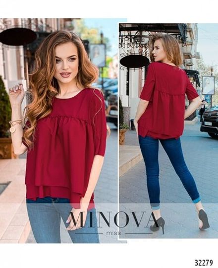 Блуза 1032-малиновый Minova Фото 1