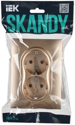SKANDY Розетка 2-местная с заземлением с защитными шторками 16А в сборе SK-R07Sa песочный IEK