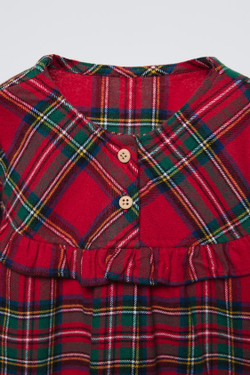 ZARA НОЧНАЯ РУБАШКА ИЗ ФЛАНЕЛИ В КЛЕТКУ, КРАСНЫЙ