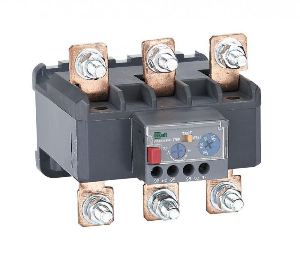 Реле тепловое РТ-02 48А-65А для контакторов 120А-185А DEKraft 23500DEK Реле тепловое РТ-02 48А-65А для контакторов 120А-185А DEKraft 23500DEK