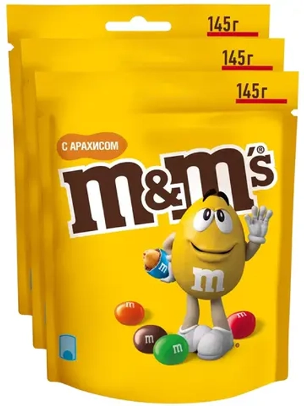 Конфеты M&M's шоколадное драже с арахисом 145 г * 3 шт