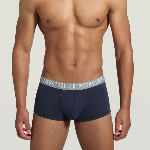 Мужские трусы хипсы набор 3 в 1 темно-синие с серой резинкой Bikkembergs BKK1UTR02TR0055