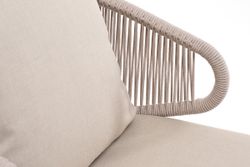 "Милан" кресло плетеное из роупа, каркас алюминий белый муар, роуп бежевый круглый, ткань бежевая 15052