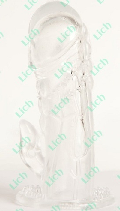 Прозрачная гелевая насадка с клиторальным отростком