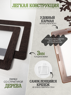 Панно "Семейное дерево" с рамками для фотографий, цвет венге