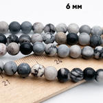 "Яшма паутина" бусины (мрамор), диаметр около 6,5-6,7 мм, цена за 29-30 шт (1/2 нити)