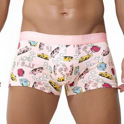 Розовые трусы-боксеры с принтом в виде скейтбордов (Размер: XXXL) (Цвет: розовый)
