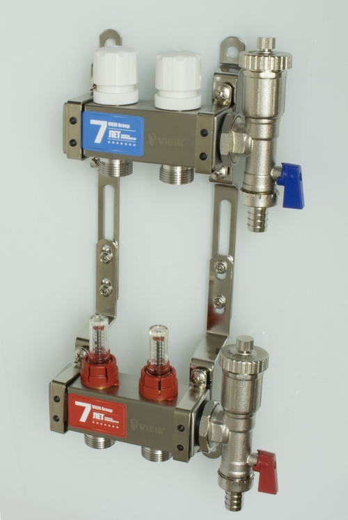 Колл. группа БЕЗ КРАНОВ (КВАДРАТ,нерж) с расход.  2-вых. ViEiR (5/1шт) Т
