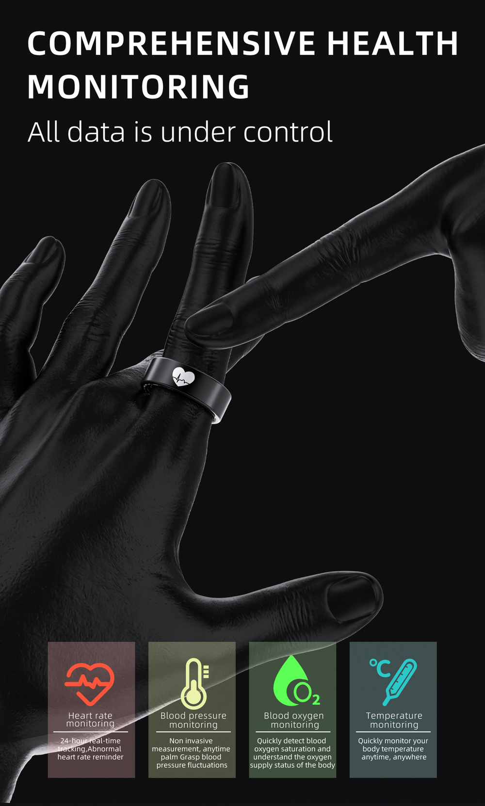 Умное кольцо с функцией Глюкометр XRide ECG Ring R30PRO